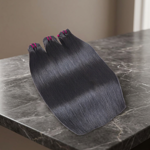 Extensiones de Cabello Virgen Camboyano Liso y Rizado Jerry de 22 Pulgadas, Color 1B, Longitudes Estiradas de 8 a 28 Pulgadas, Tejido Doble a Máquina con Puntas Completas - Product Image 2