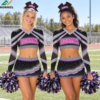 Vêtements d'entraînement de cheerleading avec strass scintillants, veste de cheerleading, pompons, sac à nœuds, jupe, articles promotionnels pour équipes de cheerleading jeunesse