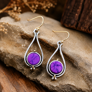 Orecchini floreali viola, gioielli retrò da donna per tutti i giorni, idee regalo - Product Image 3