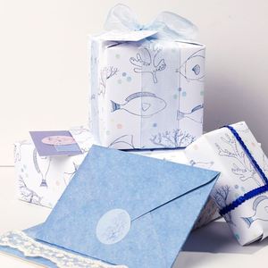 Venta al por mayor de rollos de papel de cumpleaños de alta calidad Ocean Series embalaje rollo de papel de regalo artesanía superior - Product Image 3