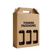 Caja de Regalo Ecológica y Reciclable de Papel Kraft para Vino Tinto, Caja de Regalo Doble o Individual, Gruesa, Corrugada, con Asa, para Fiestas