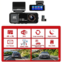Mini caméra de tableau de bord Wifi GPS ADAS BSD à double objectif, caméra avant et intérieure de voiture, boîte noire 4k, caméra de voiture DVR, caméra de voiture 4k DashCam
