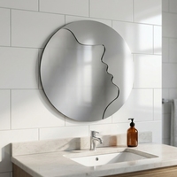 Miroir mural décoratif d'art irrégulier moderne pour la décoration intérieure de la maison, de l'hôtel, du café, avec verre miroir argenté HD incassable