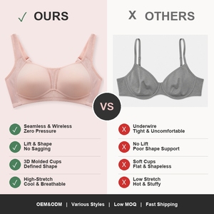 <span class=keywords><strong>Reggiseni</strong></span> Mezza Coppa Senza Ferretto Personalizzati All'Ingrosso con Spalline Regolabili, Imbottitura 3D Push-Up, Comodi e Rinfrescanti, Stile T-Shirt per Donna - Product Image 3