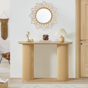 Table console moderne en bois, table de couloir, base sur piétement, design scandinave, meubles de salon, décoration d'entrée - Product Image 1