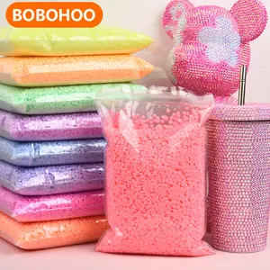 Rhinestone BOBOHOO Wholesale Opaque Macaroon Solid Jelly Colors Flat Back Non Hot Fix Resin Rhinestone For Mugs Tumblers Crafts Shoes Diy