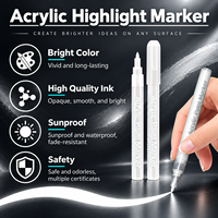 Marqueur Acrylique de Gros pour Surlignage 0.7mm 3mm 6mm, Stylo Peinture Blanc à Séchage Rapide pour Surlignages et Détails en Peinture