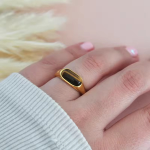 Eleganter Edelstahl Tigerauge Rosenquarz Heil kristall <span class=keywords><strong>ring</strong></span> Naturstein Wasserdichter Schmuck für Männer und Frauen - Product Image 2