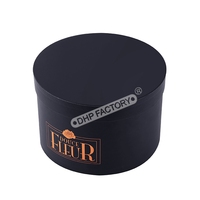 Luxe Personnalisé Rond Noir Rose Cadeau Emballage Cylindre 2 Pièces En Carton Chapeau Fleur Boîte Avec Logo