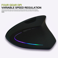 Mouse Nirkabel Vertikal Ergonomis Isi Ulang 6D Optik BT untuk Tangan Kiri dengan Lampu LED untuk Gaming dan Komputer Kantor