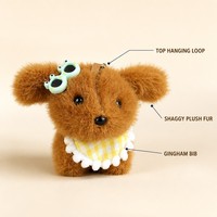 Porte-clés en peluche animal mignon Chien avec lunettes de soleil et bavoir à carreaux, breloque de sac douce, vente en gros, personnalisable OEM ODM