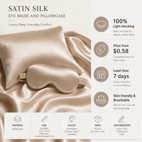 Masque de sommeil en satin de soie personnalisé avec logo, double face, pour la nuit, avec sangle élastique