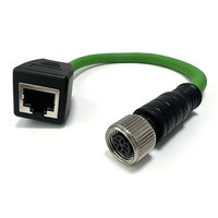 Cable adaptador Ethernet industrial M12 de 4 pines con código D hembra a RJ45 hembra, recto o en ángulo, con arnés de cableado personalizado