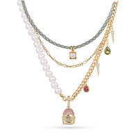 Collier superposé personnalisé sur mesure avec perles, chaîne en corde, breloque cupcake et pendentif strass colorés – Bijoux de mode pour femme