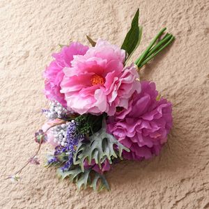 Bouquet de pivoines Hemu, fleurs artificielles rouge rose clair et foncé, décorations de mariage - Product Image 3