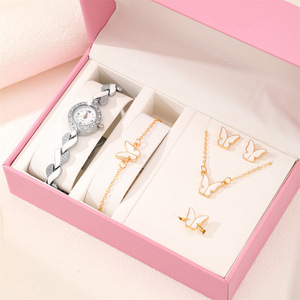 Ensemble d'accessoires de montre à quartz tendance IStapromo Gifts, bracelet de montre en cristal et strass pour femme, ensemble collier et boucles d'oreilles - Product Image 5