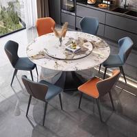 Table à manger ronde moderne en métal avec plateau en marbre, 6 places, construction durable, garantie 10 ans, meubles de salle à manger assemblés