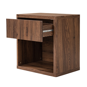 Nightstand With Drawer Storage Fluted Bed <b>Side</b> <b>Table</b> Modern Wide Bedside Stand <b>Mid</b> <b>Century</b> Design - Product Image 4