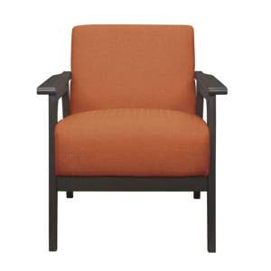 DB Orange Fabric Upholstered Accent <b>Chair</b> 1pc Solid Rubberwood Antique Gray Finish <b>Living</b> <b>Room</b> Furniture - Product Image 5