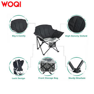 Silla plegable Woqi Moon Chair 37.7 X 25.5 X 17 pulgadas con marco de aluminio negro y tela Oxford, silla de jardín para uso en interiores y exteriores. - Product Image 2
