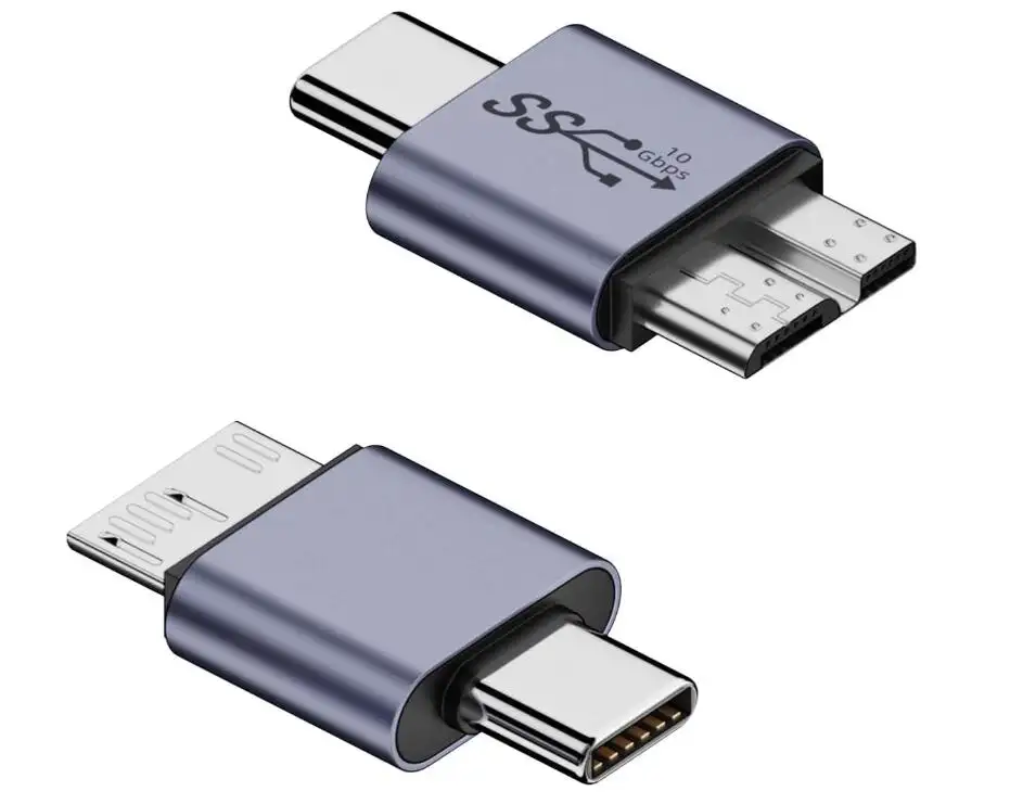 10Gbps USB Type C ตัวผู้ไปยัง USB3.0 Micro B ตัวผู้ช่องเสียบข้อมูลตัวผู้สำหรับภายนอก