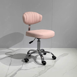 Silla de Barbero de Alta Calidad con Base Metálica Plateada Moderna, Silla de Estilista Rosa de Lujo con Asiento Extraíble para Salón de Belleza - Product Image 3