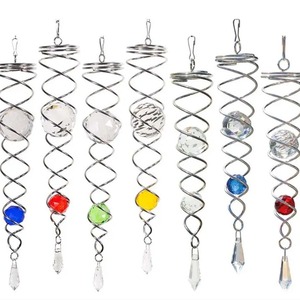 Spinart - Colgante de Campana de Viento Giratoria de 12 Pulgadas con Cola en Espiral, Bola de Cristal Galvanizada, Decoración para el Hogar y el Jardín - Product Image 1
