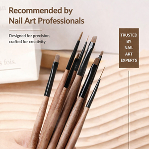 Wholesale Custom Japanese Style Wooden Handle <b>Capped</b> Nail Art Brush Set Liner Oval Hair for Nail 3D Carving Coloring Salon - Product Image 5