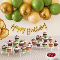 Présentoir Rotatif à 3 Niveaux en Acrylique Semi-Circulaire pour Cupcakes, Parfums, Cosmétiques et Figurines