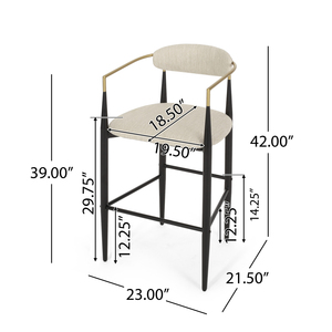 Barstools Set of <strong>2</strong>, Counter Height Upholstered <strong>Bar</strong> <strong>Stools</strong> with Backs and Iron Legs for Kitchen Island - Product Image 4