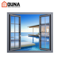 Fenêtre à battant en aluminium insonorisée OUNA résistante aux ouragans avec grille, double vitrage trempé, isolation thermique, certifiée CE NFRC