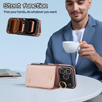 Dompet Kulit PU Mewah, Dompet Koin, Casing Ponsel dengan Tali Pergelangan Tangan untuk iPhone 18 17 16 15 Pro Max, Dompet Lipat, Casing Ponsel untuk Makeup