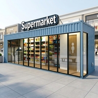 Kiosque de supermarché en conteneur de 40 pieds, boutique de vente au détail modulaire portable, stand d'épicerie pliable pour centre commercial