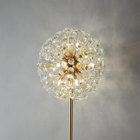 Lampe sur pied LED moderne de luxe en fer doré avec cristaux K9, sphère de cristal, lumière décorative haute pour hôtel, salon, chambre à coucher