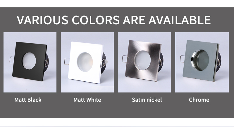 Square Waterproof Gu10 Recessed Ceiling Downlight 83x83mm Size