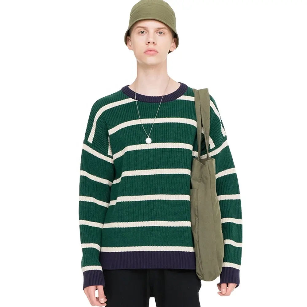Grosir OEM Kustom Desain Fashion Klasik Kasual Katun Anti-pilling Kustom Mens Sweater Pullover Musim Dingin