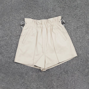 2613 alta qualità in pelle sartoriale elasticizzata in vita a pieghe pantaloni corti da <span class=keywords><strong>donna</strong></span> impreziositi - Product Image 4