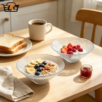 Groothandel Eco-vriendelijke Glazen Serveerschaal met Textuur, Brede Opening, Scandinavisch Design, Vaatwasserbestendig, voor Fruit, Salade en Dessert, voor Thuisgebruik
