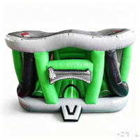 Structure Gonflable de Jeux Extérieurs pour Enfants : Terrain de Football et de Basketball, Parcours de Trampoline, Toboggan, Château Gonflable, Jeux d'Escalade, Aire de Jeux Combinée et Piste Décorative