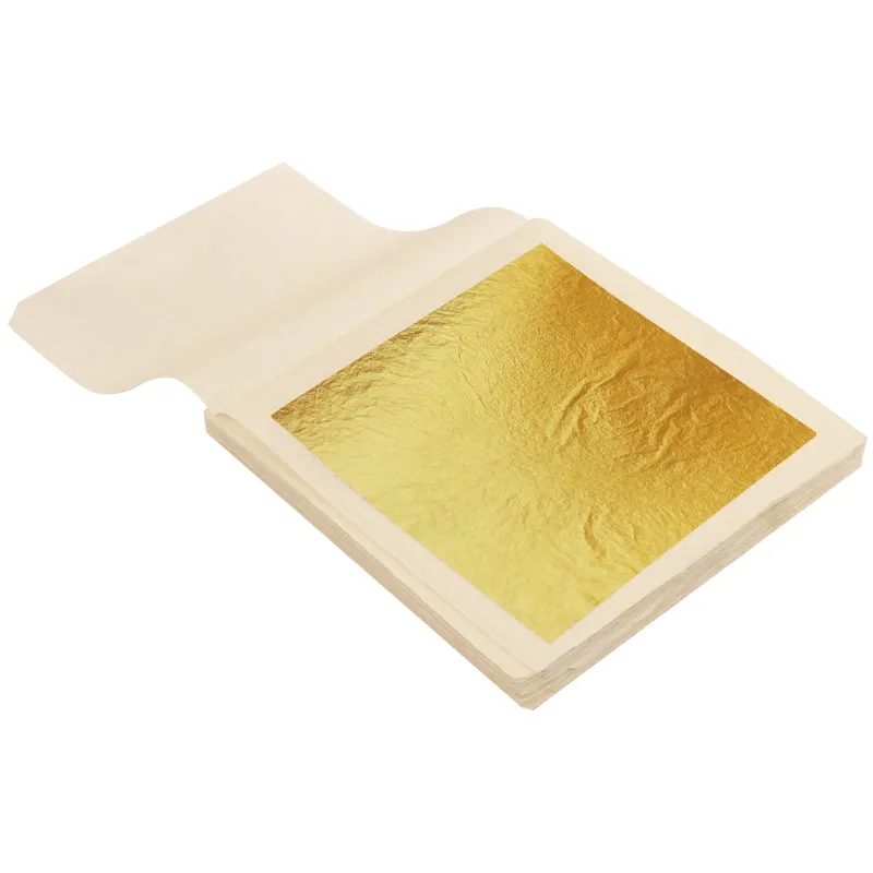 Prezzo di fabbrica 10*10cm foglia d'oro commestibile 24K per torta alimentare decorazione al cioccolato cura della pelle foglio di lamina d'oro genuino