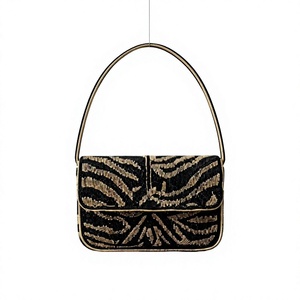 Bolso de Mano Tipo Clutch con Solapa y Rayas de Cuentas Hechas a Mano, con Forro de Poliéster de Alta Calidad, Capacidad de hasta 1L, para Fiestas, para Mujer - Product Image 1