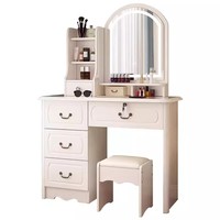 Coiffeuse De Maquillage D'Inspiration Vintage Magnifique Avec Miroir Arqué À Cadre LED Blanc – Prix Direct Usine