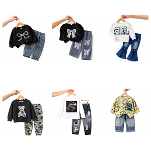 Venta al por mayor de lotes surtidos de sudaderas y pantalones vaqueros para niños y niñas, mezcla aleatoria, China - Product Image 3
