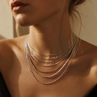 Mylove Collier Chaîne Personnalisable en Argent Sterling 925 Plaqué Or Rhodié, Maillons Cubains, Boîte, Croix, Serpent, Vente en Gros
