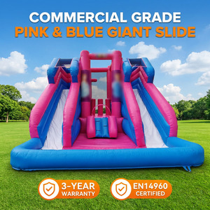 Toboggan <span class=keywords><strong>Gonflable</strong></span> Géant Double Commercial en PVC 0,55 mm à Coutures Renforcées, pour Utilisation Humide et Sèche, avec Souffleur, Capacité 400 kg, Idéal pour Événements - Product Image 1