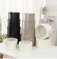 Boîte à fleurs pour fenêtre, noire unie, type Hug Bucket, pour bouquet de fleurs préservées, vide, emballage cadeau en carton recyclable