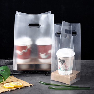 Fournisseur d'usine, sac en plastique à emporter pour boisson, sac en plastique transparent transparent, emballage, sac en plastique pour porte-gobelet - Product Image 2