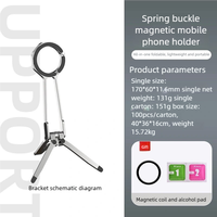 Trépied magnétique M40 Spring Catch pour téléphone, pliable en une seule pièce, support portable avec supports magnétiques double face, lumière d'appoint, utilisation portable/de bureau