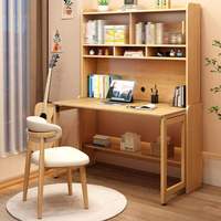 Bureau en bois moderne NKAHS avec étagère, 6 étagères, mobilier de bureau multifonctionnel pour la maison, design mid-century autoportant