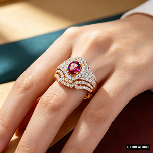 Anillo de Compromiso de Lujo para Mujer, Chapado en Oro de 14k, con Zafiro de Corte Ovalado y Detalles de Diamantes Pavé - Product Image 2